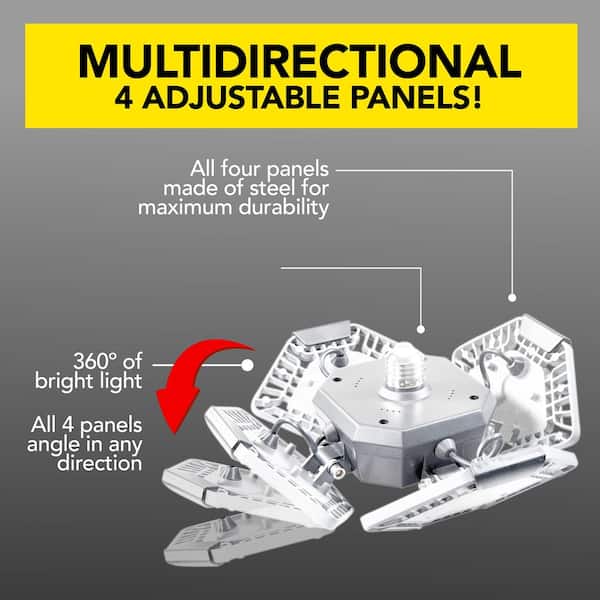 QuadBurst 10.6 in. 192 High Intensity LED 5500 Lumens White Flush Mount Ceiling Garage Light with 4 Adjustable Heads