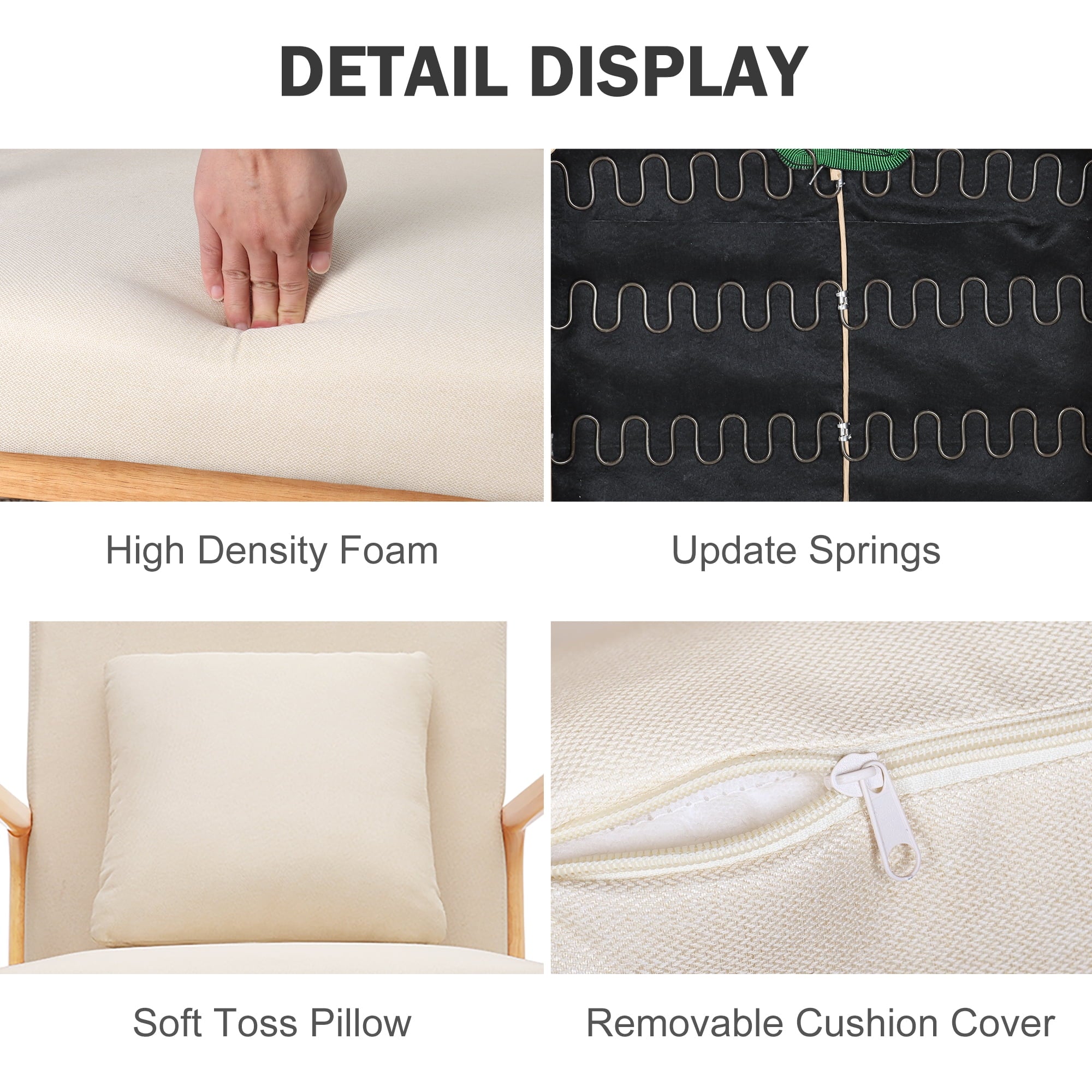 Mid Century Modern Accent Chair,Fabric Reading Armchair,Linen Upholstered Accent Chairs for Living Room/Bedroom,25.6