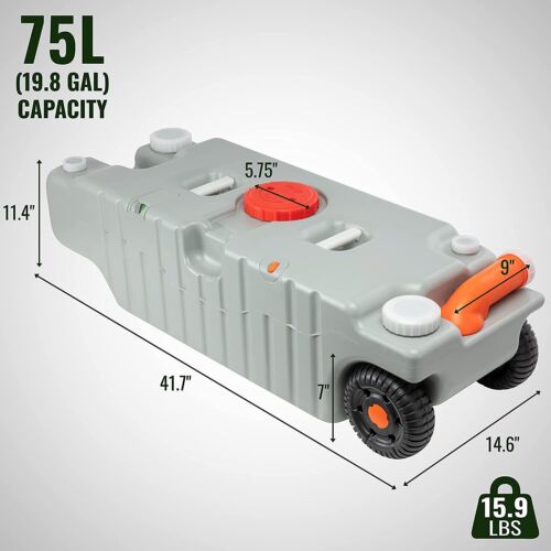 Hike Crew RV Portable Waste Tank, Odorless Water Tote for Camper, 19.8 Gallon