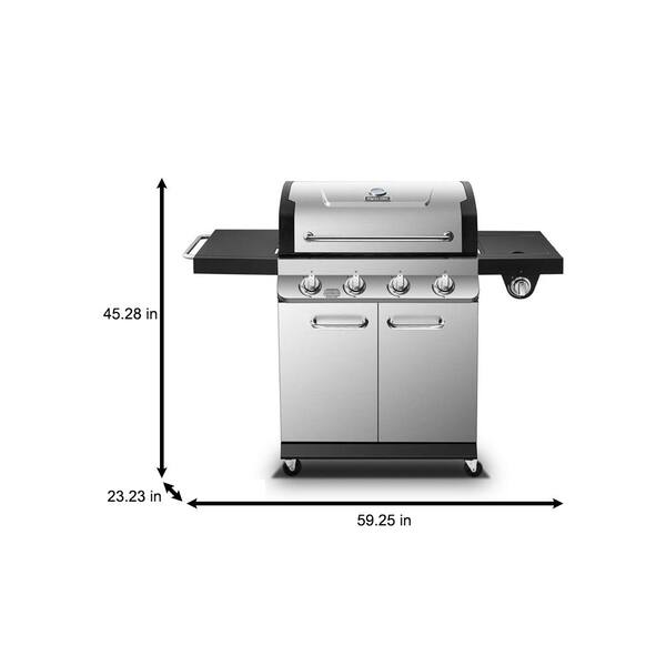 Premier 4-Burner Natural Gas Grill in Stainless Steel with Side Burner