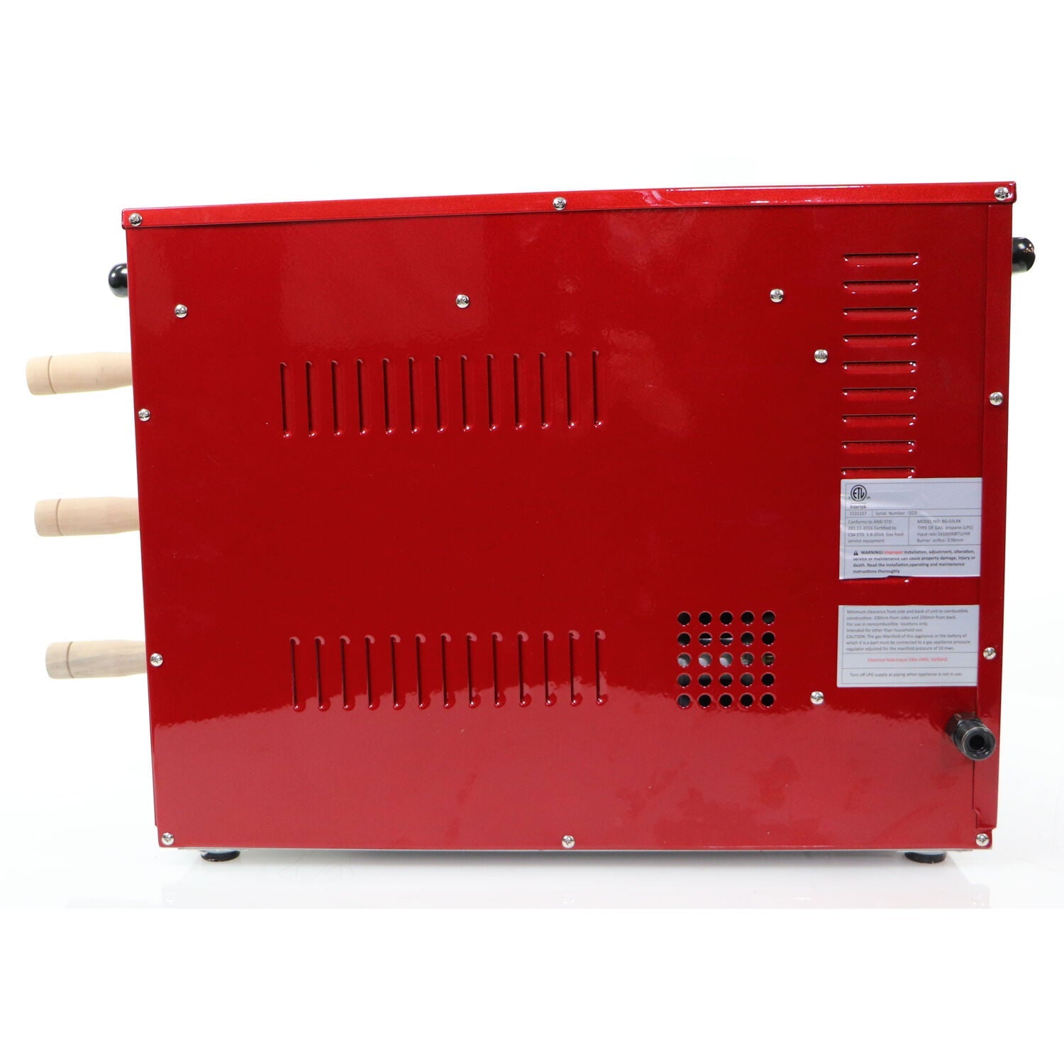 Brazilian Flame Brazilian Gas Rotisserie Grill with 3 Skewers in Red