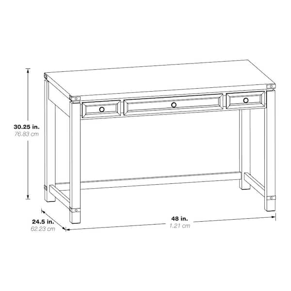 Baton Rouge 48 in. Rectangular Brushed Walnut Wooden 3-Drawer Writing Desk