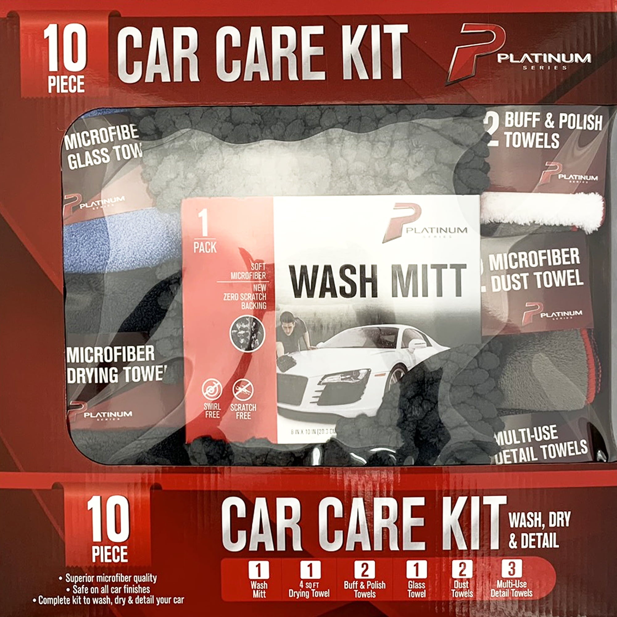 Platinum Series Microfiber Car Care 10 Pc Kit