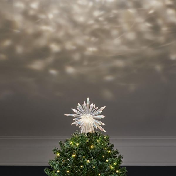 19 in Classic White Christmas Projection Kaleidoscope Starburst Christmas Tree Topper