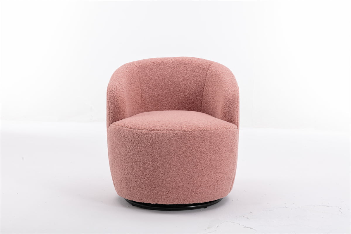 Swivel Accent Chair,Modern 360°Swivel Barrel Chair Leisure Chair,Accent Round Barrel Chair Reading Chair,Round Bucket Arm Chair with Comfy Tufted Back for Living Room Bedroom,Light Pink