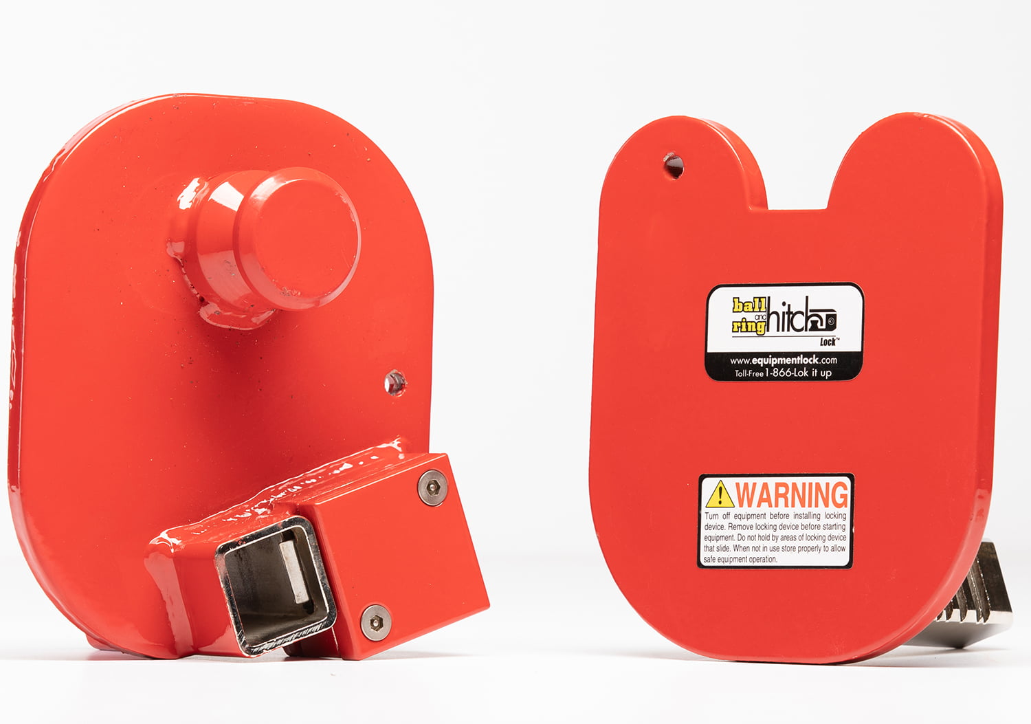 Equipment Lock Co.:  Ball and Ring Hitch Lock-Keyed: Universal Trailer Hitch Lock