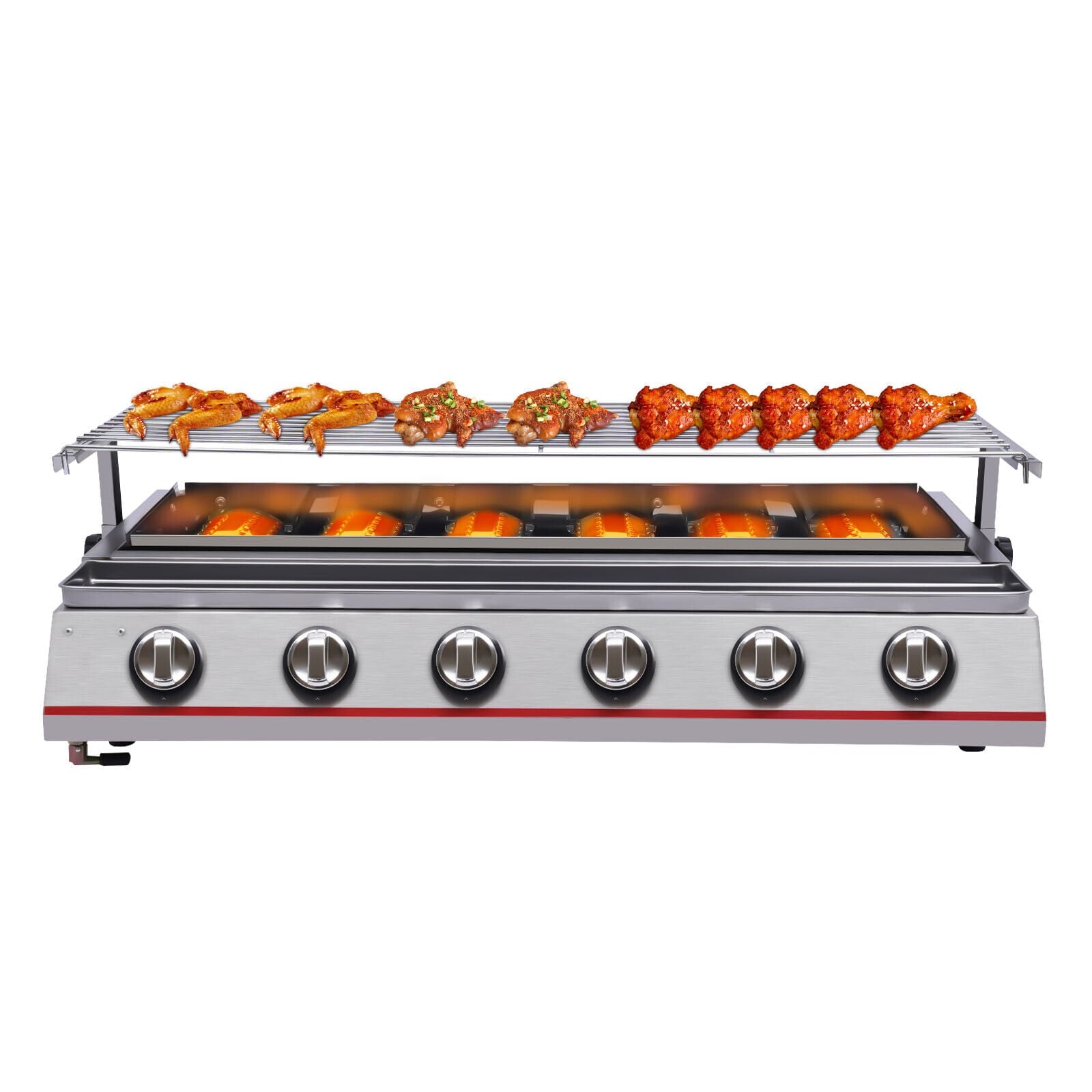 Miumaeov Gas BBQ Grill Stainless Steel Picnic Barbecue LPG Gas Grill 6 Burners