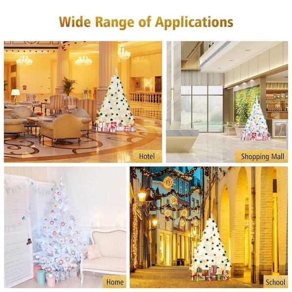 6 ft. White Unlit Hinged Artificial Christmas Tree Pine Tree with 1000 Tips