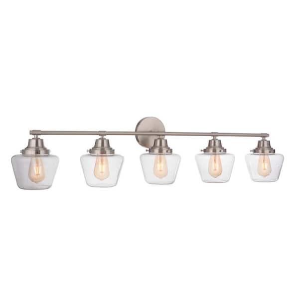 Essex 48.25 in. 5-Light Brushed Polished Nickel Finish Vanity Light with Clear Glass