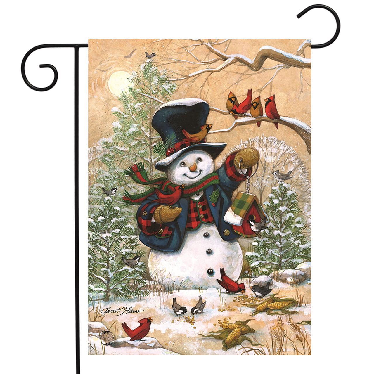 Winter Friends Garden Flag Snowman & Cardinals Winter 12.5