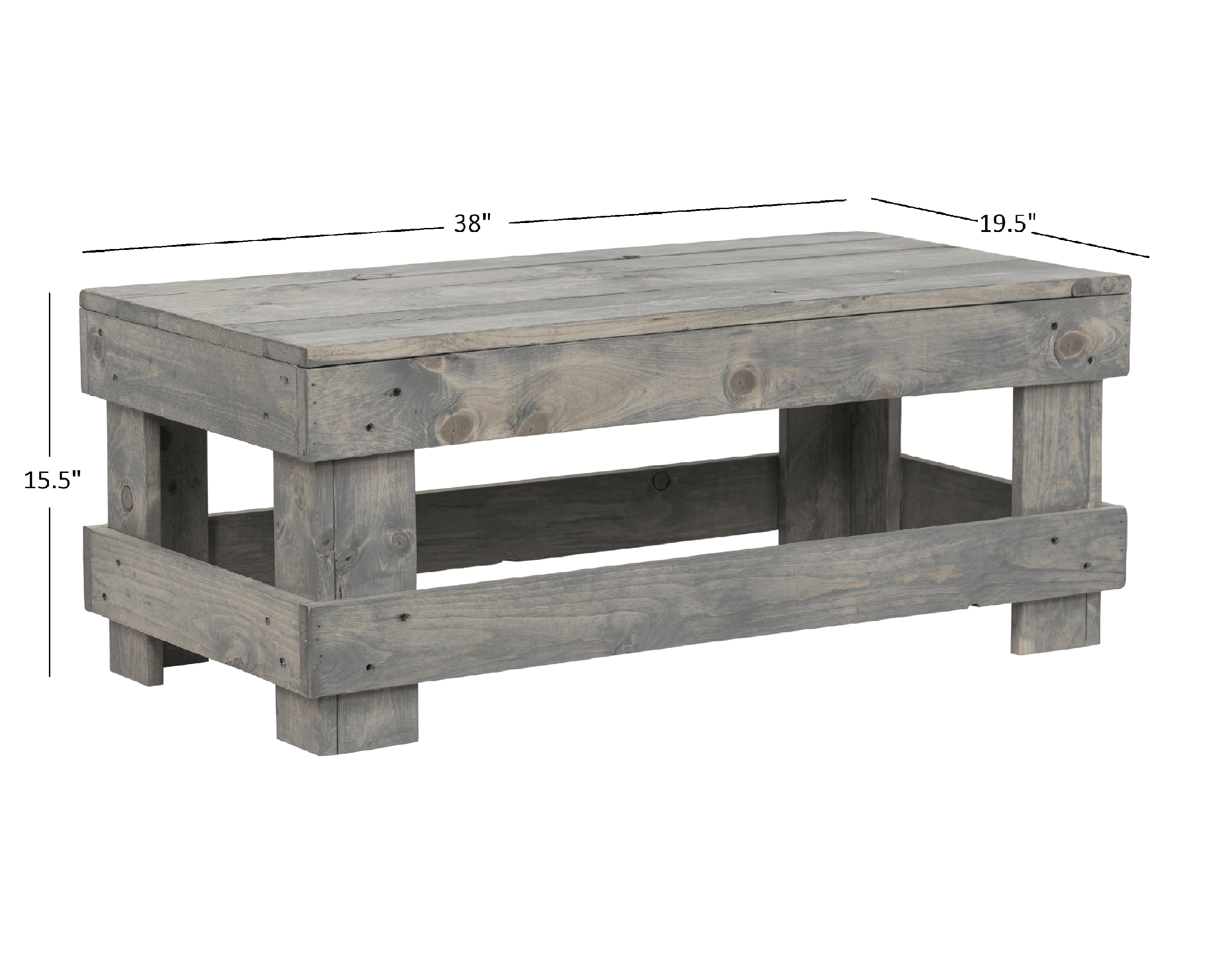 Woven Paths Landmark Pine Solid Wood Farmhouse Coffee Table, Gray
