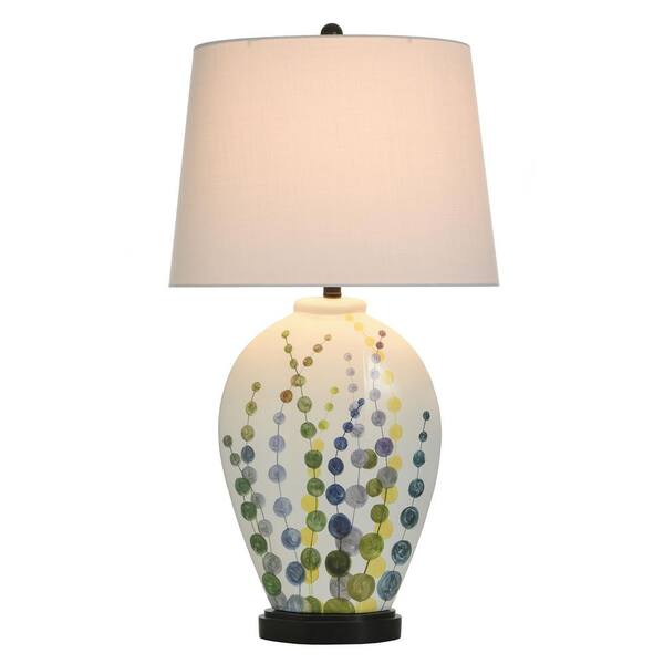 34.5 in. Black Ginger Jar Task And Reading Table Lamp for Living Room with White Cotton Shade