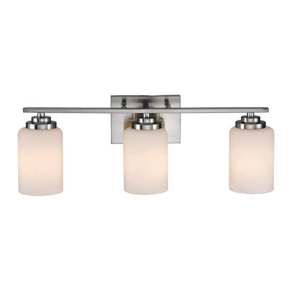 Mod Pod 22 in. 3-Light Polished Chrome Bathroom Vanity Light Fixture with Frosted Glass Cylinder Shades