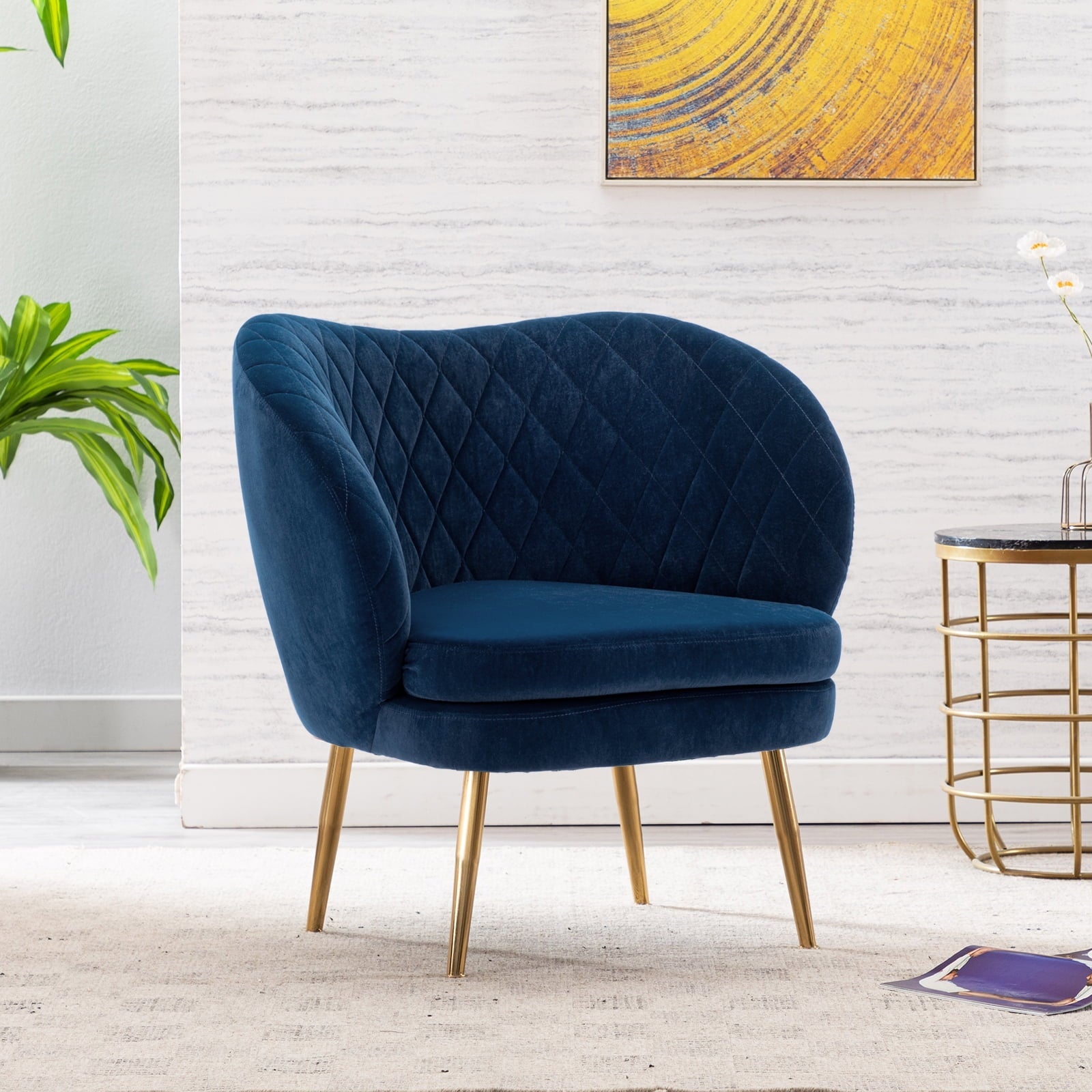 Duhome Accent Chair Single Sofa with Arm Velvet Blue 1 Pcs