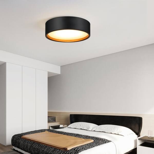 14 in. LED Modern Black Dimmable Flush Mount Ceiling Light