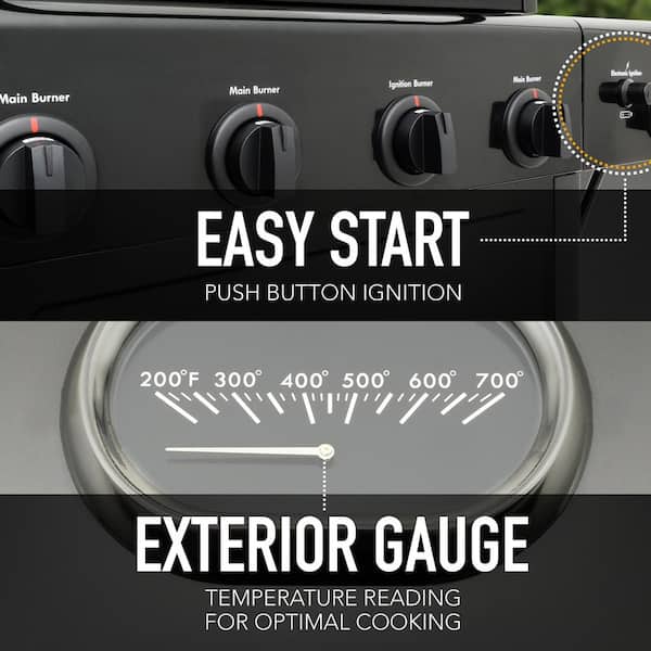 Kenmore 4 Burner Open Cart Propane Gas BBQ Grill with Side Burner, Black