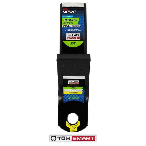 Class V, 21,000 lb., 5 in. Drop x 3-1/4 in. Rise x 1-1/4 in. Shank, Trailer Hitch Ball Mount