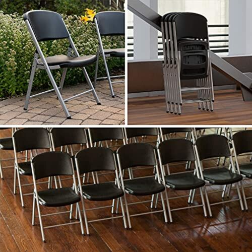 LIFETIME Commercial Grade Folding Chairs, 4 Pack, Black/Silver