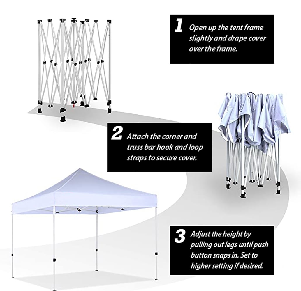 King Canopy Ares 10-Feet by 10-Feet Instant Pop up Canopy Booth, 1 1/2 Inch Leg, Steel Frame, Black ARSTW10WH-B2