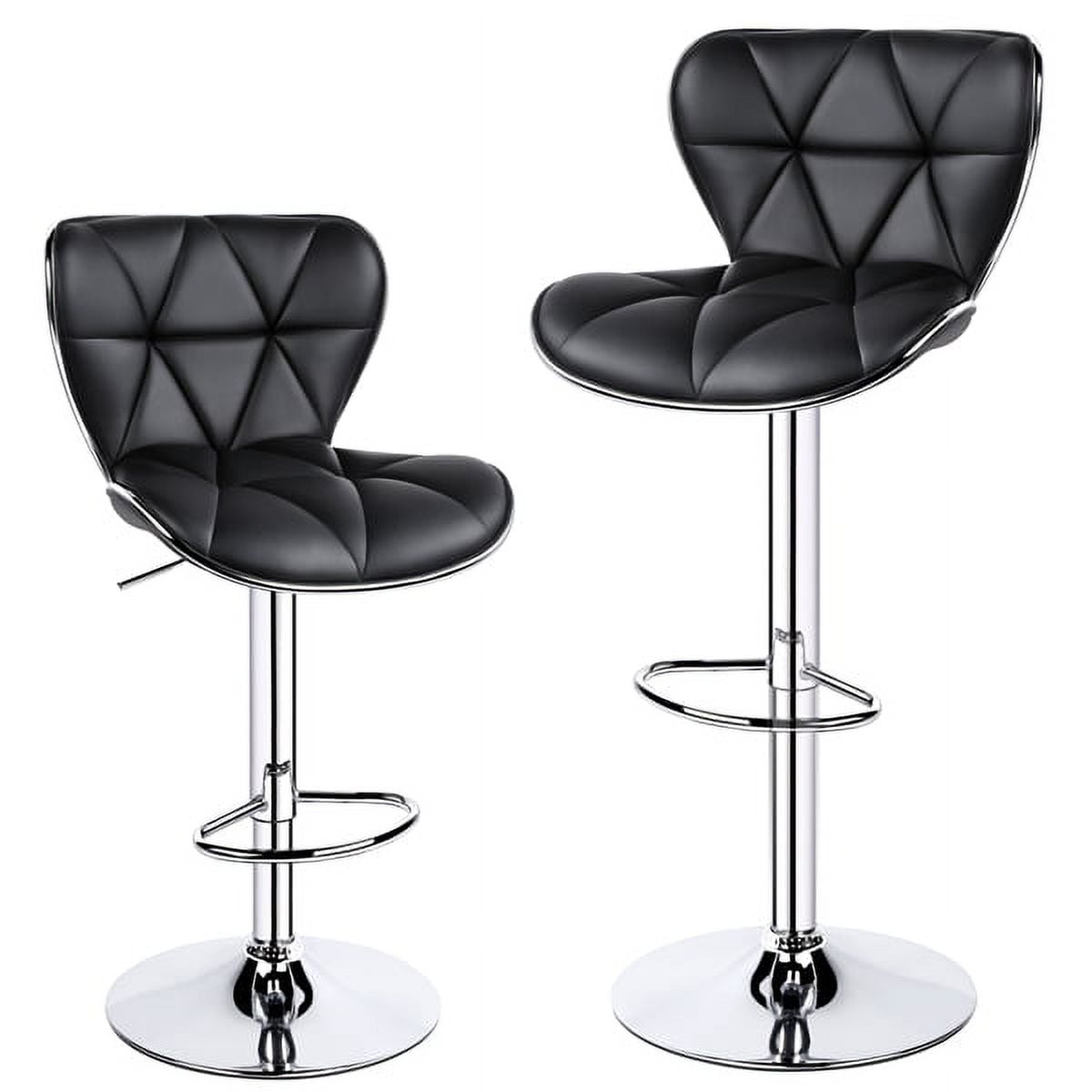 Alden Design Adjustable Midback Faux Leather Bar Stool, Set of 2, Black
