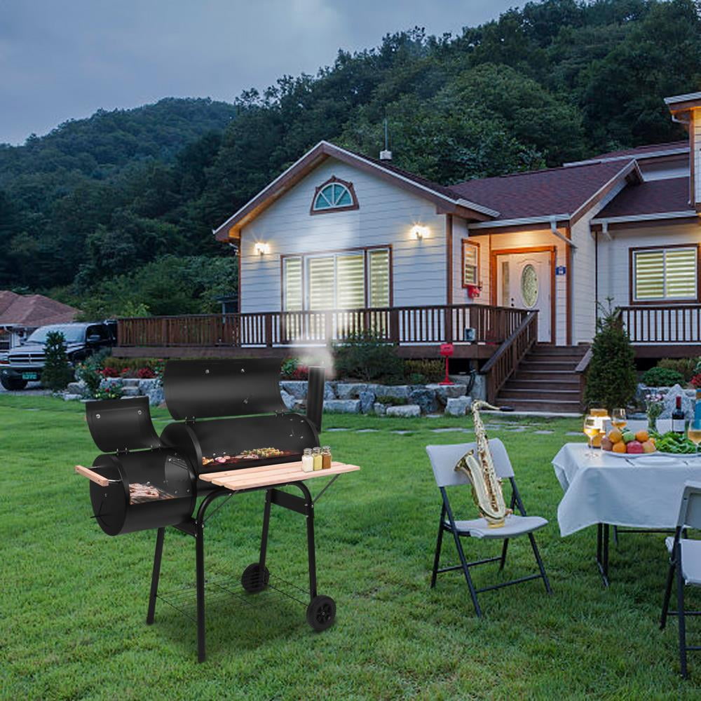 OverPatio Barbecue Charcoal BBQ Grill Outdoor Meat Cooker Smoker Patio Backyard Cooking Black