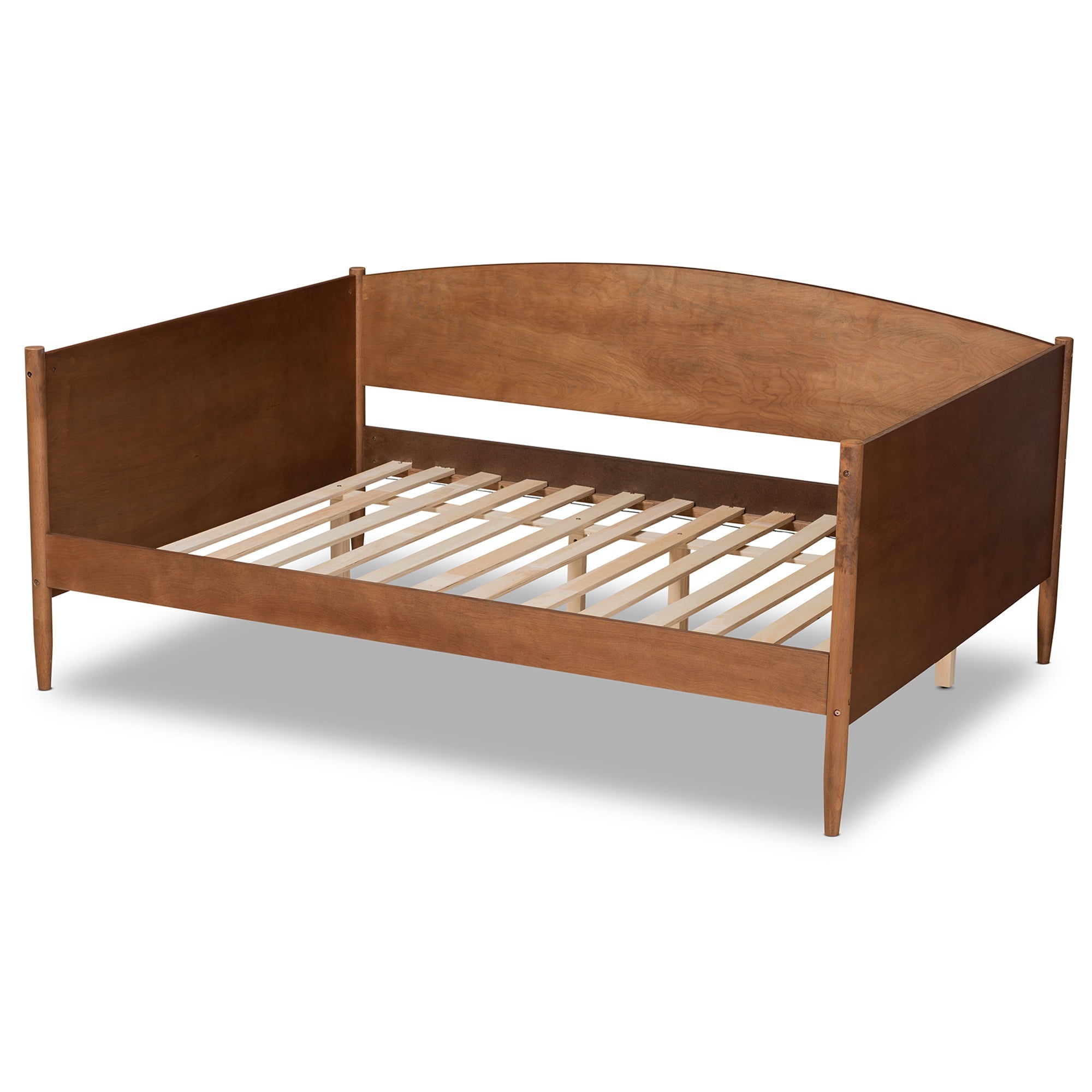 Baxton Studio Veles Mid-Century Wood Daybed, Full, Ash Walnut