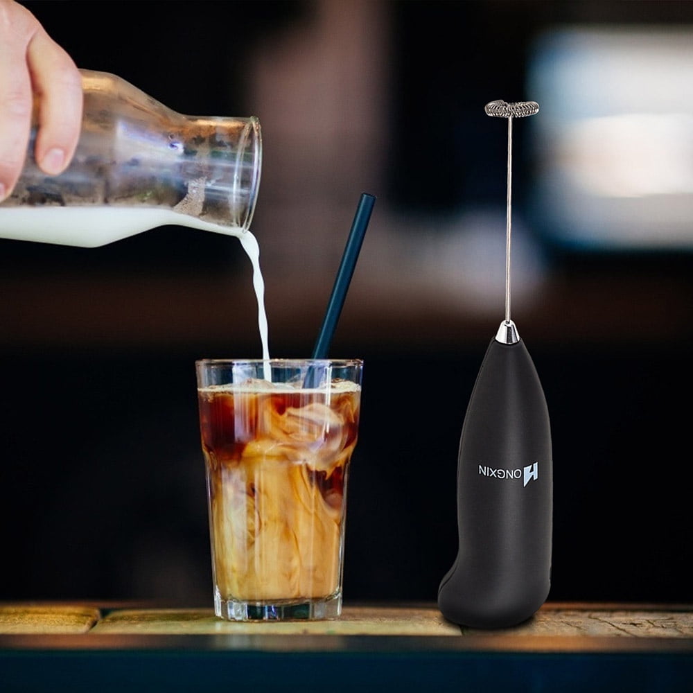 qucoqpe Electric Milk Frother, Handheld Battery Milk Foam Maker for Bulletproof coffee, Matcha, Hot Chocolate Stainless Steel Whisk Battery Operated Mini Drink Mixer Coffee Blender(Batteries Included)