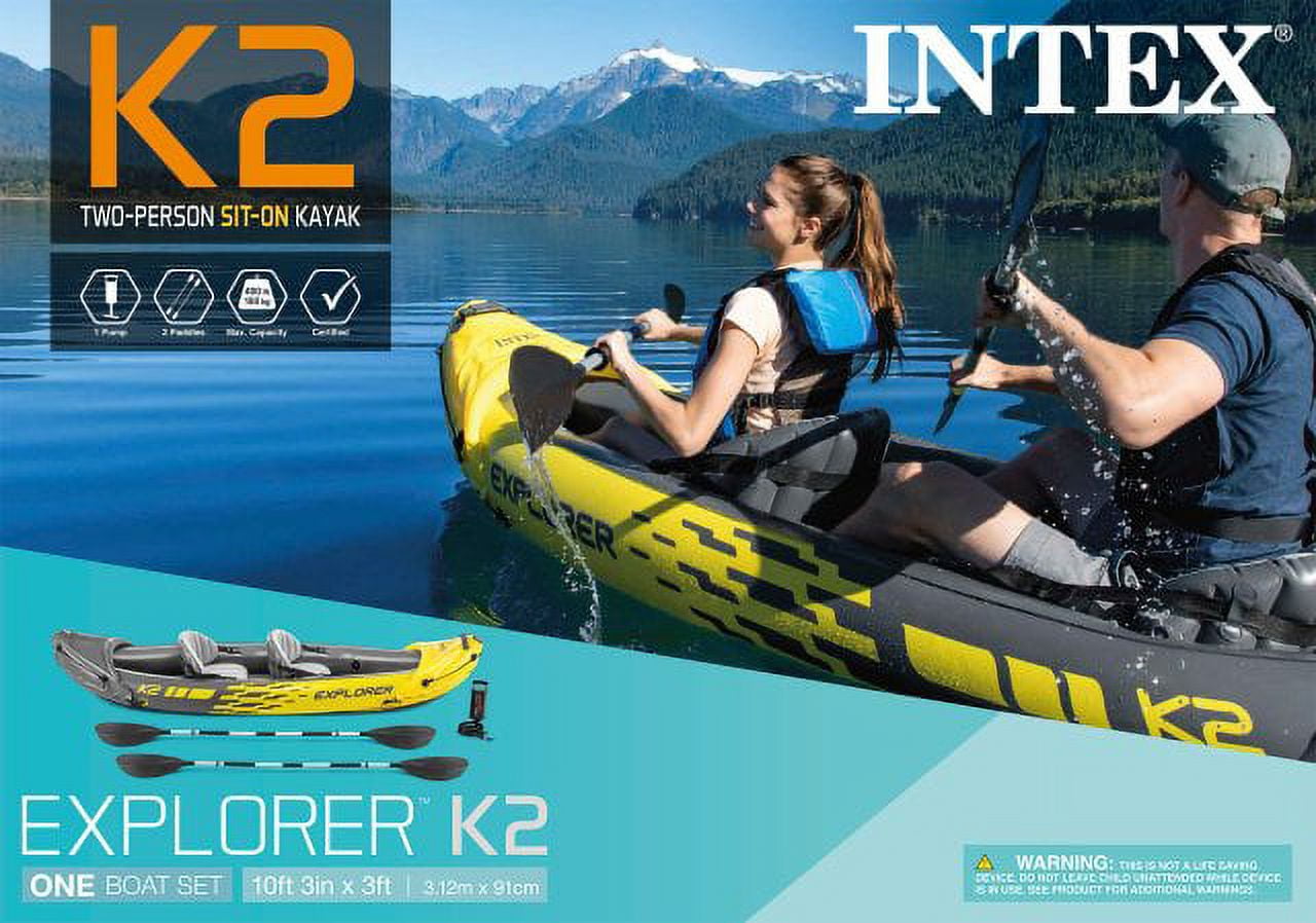 Intex Explorer K2 Inflatable Kayak with Oars and Hand Pump