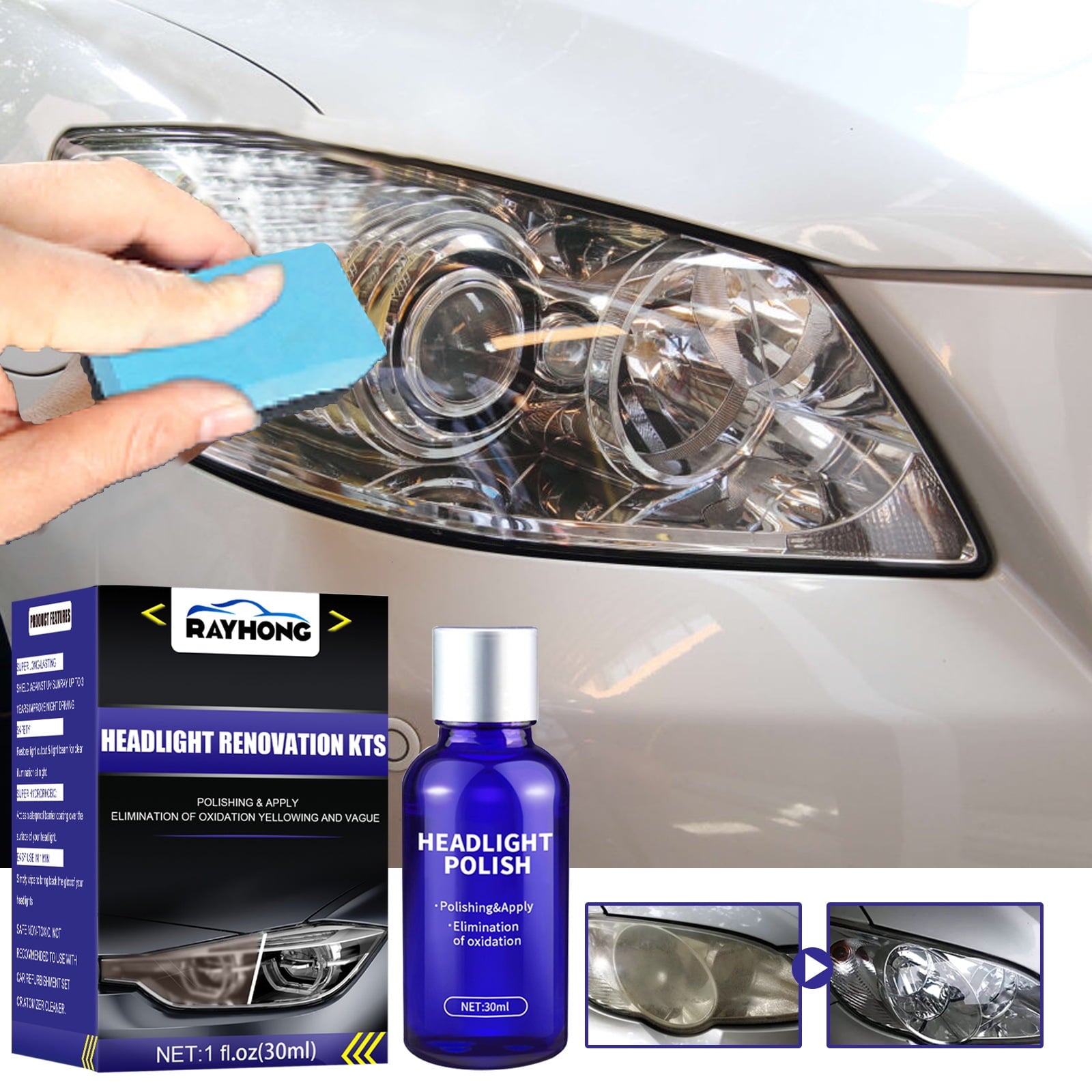Quick Headlight Clear Coat, Cleans and Prevents Lens Yellowing