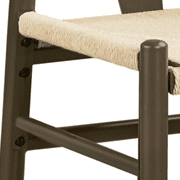 Alden Design Mid-Century Metal Dining Chairs with Woven Hemp Seat, Set of 2, Black