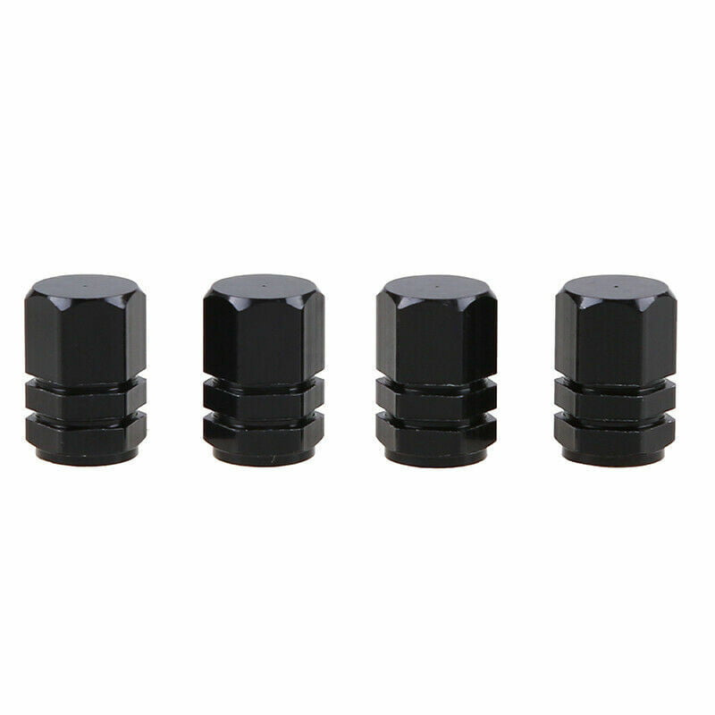 4 Black Aluminum Metal Wheel / Tire Valve Stem Car-Truck Air Caps Covers