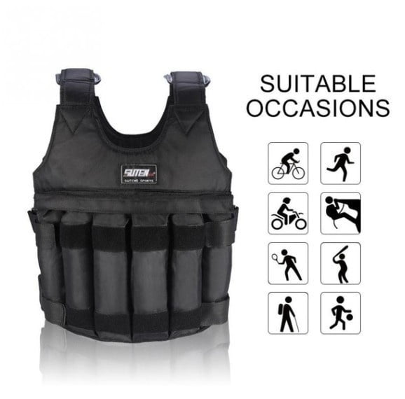 Vobor 110 Lb. 50 Kg Adjustable Workout Weighted Vest Exercise Strength Training Fitness in Black (Weights Not Included)