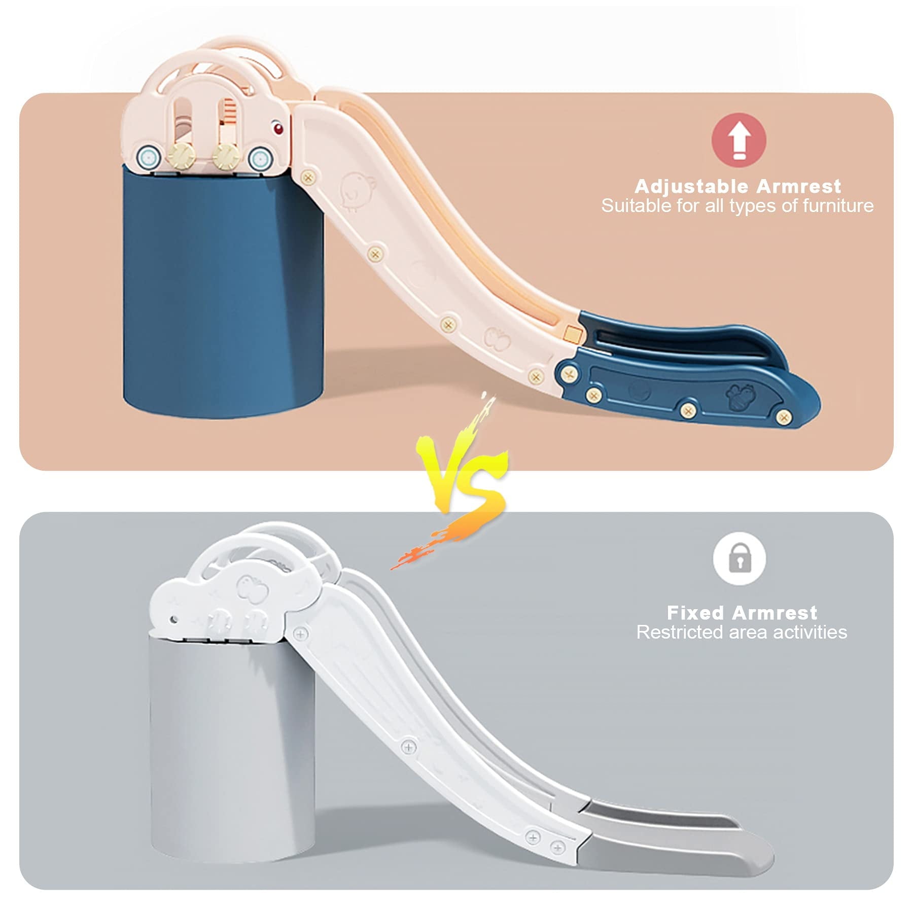 Ealing Indoor Kids Sofa Slide Climbing Slide Couch Stairs Extended Widened Toddler Slide Easy to Assemble The Lengthen Board Playset The Max Load-Bearing Capacity 220LBS,Pine Blue