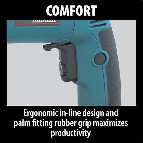 6.6 Amp 1/2 in. Corded Variable Speed Hammer Drill with Torque Limiter Side Handle Depth Gauge Chuck Key Hard Case