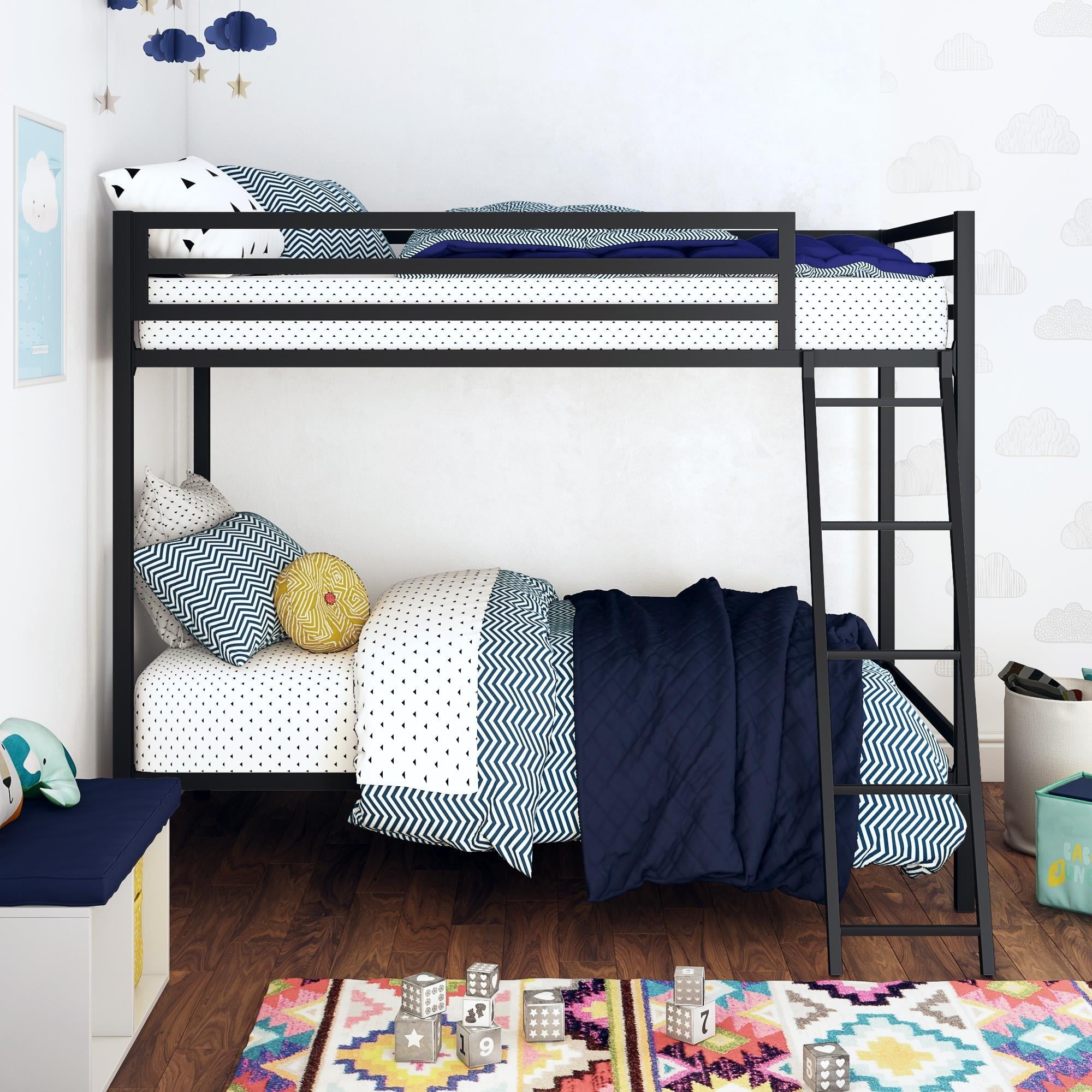 Mainstays Premium Twin over Twin Metal Bunk Bed, Black