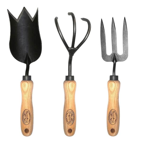 3-Piece Garden Tool Set for Mom, 11 in. L Tulip Towel,11.5 in. L 3-Tine Cultivator, 10.8 in. L Hand Fork