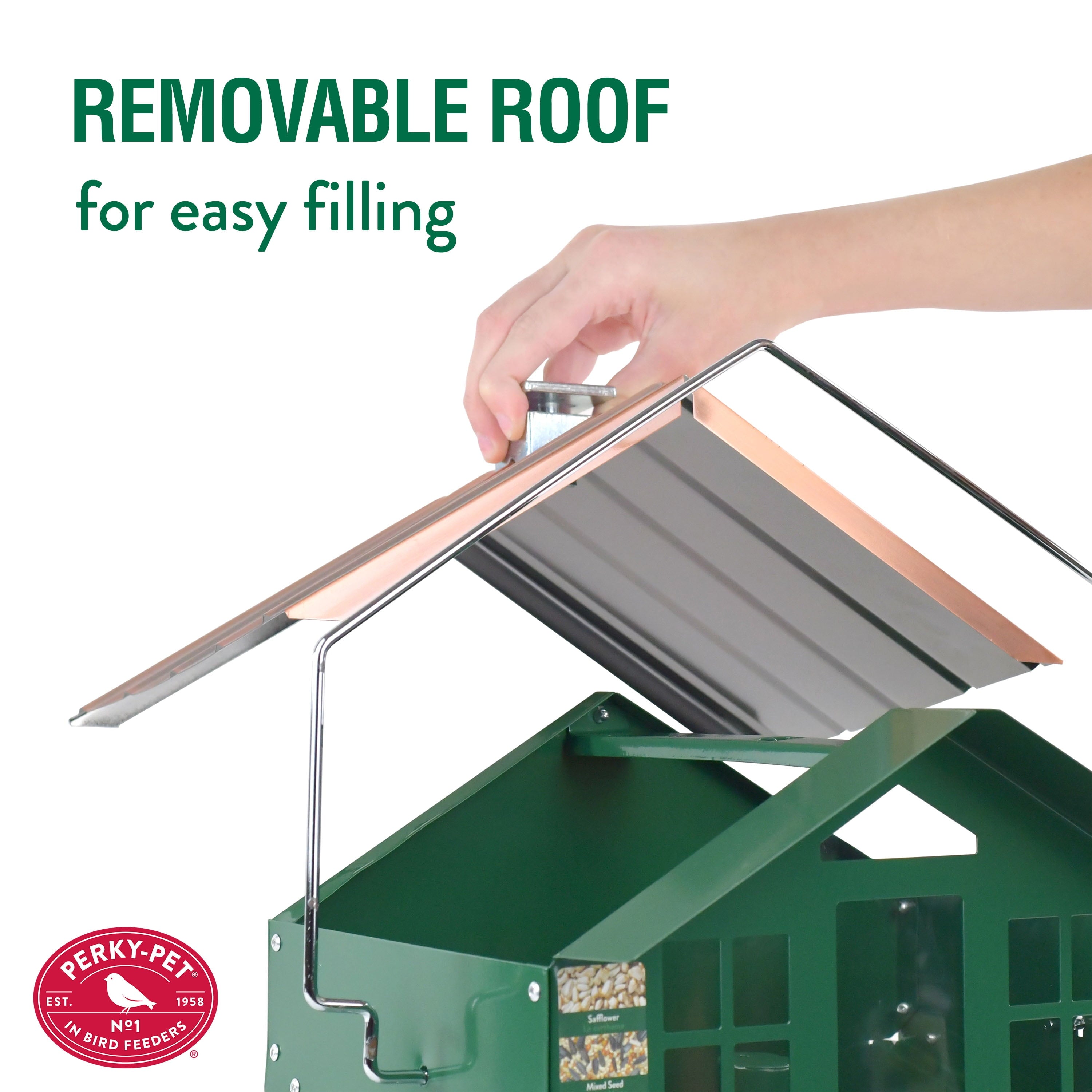 Perky Pet Squirrel Be Gone II Home Style Wild Bird Feeder, 8 lb, Green