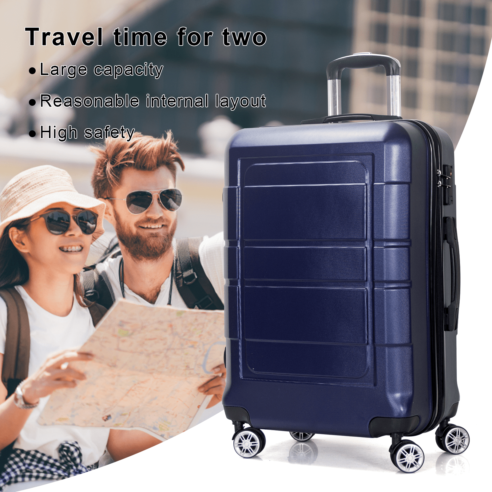 AEDILYS 3 Piece Suitcase Luggage Set - Blue