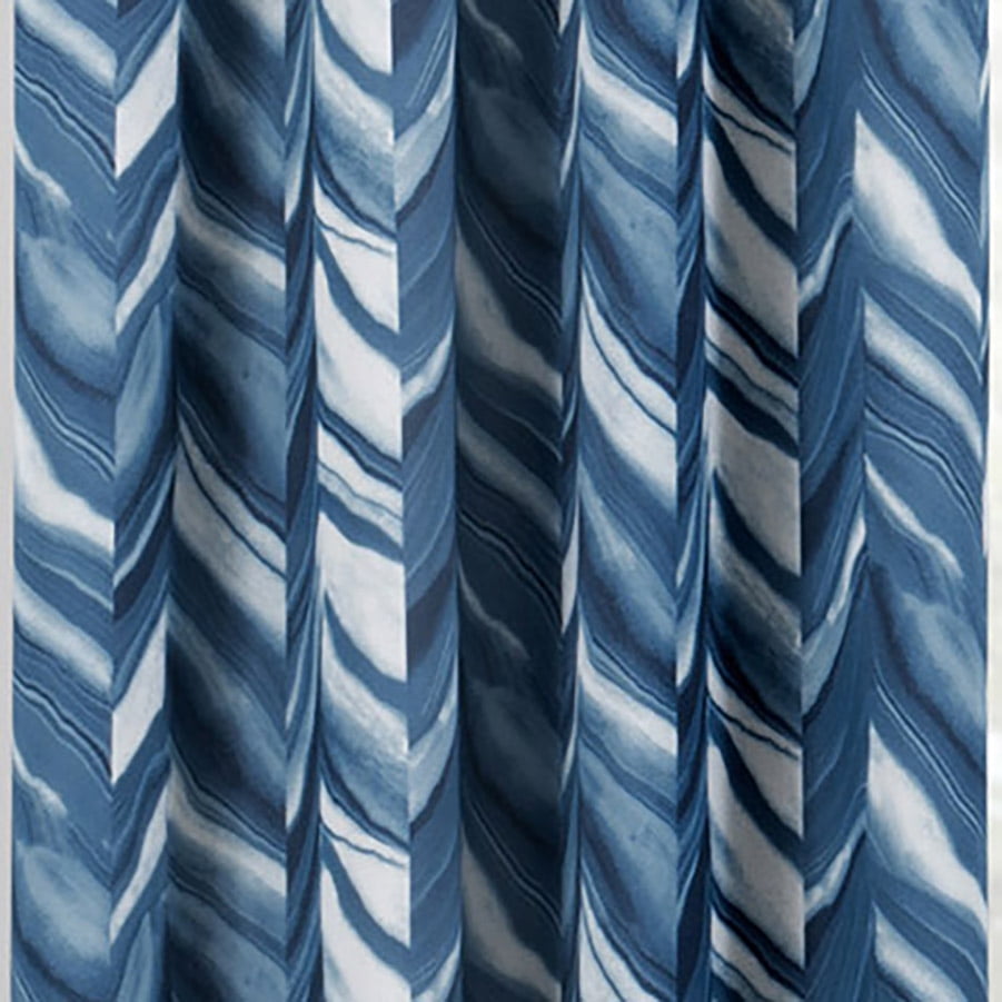 Eclipse Haley Brush Stroke Chevron Pleated Blackout Rod Pocket Curtain Single Panel, Blue, 37