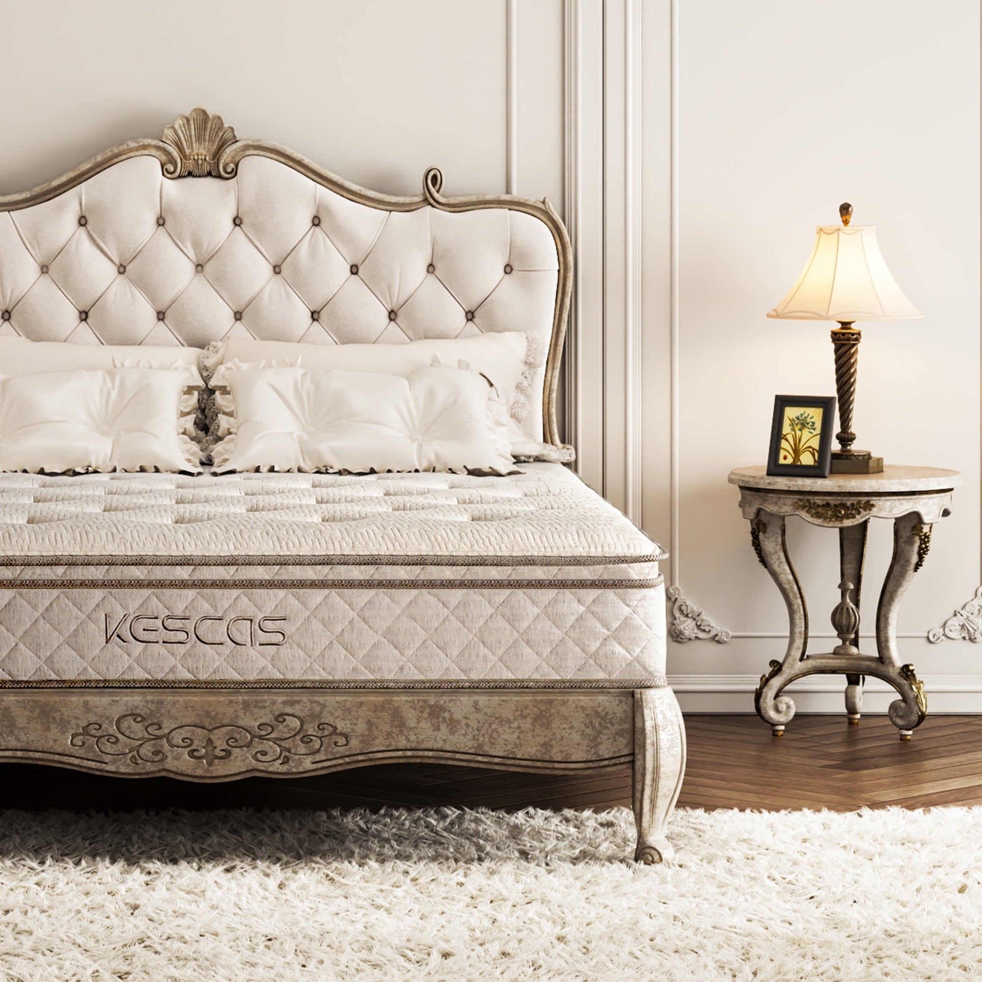 Size Hybrid Mattress, Kescas 10 inch Euro Top Linen Cover Innerspring Mattress in a Box, with CertiPUR-US Certified Memory Foam, Plush Yet Supportive