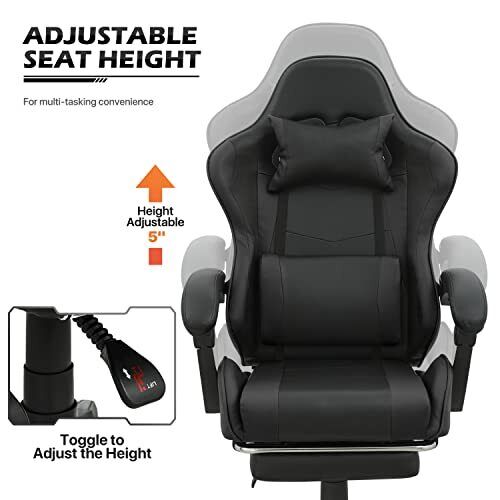 Gaming Chair with Footrest High Back Video Game Chair with Headrest & Lumbar ...