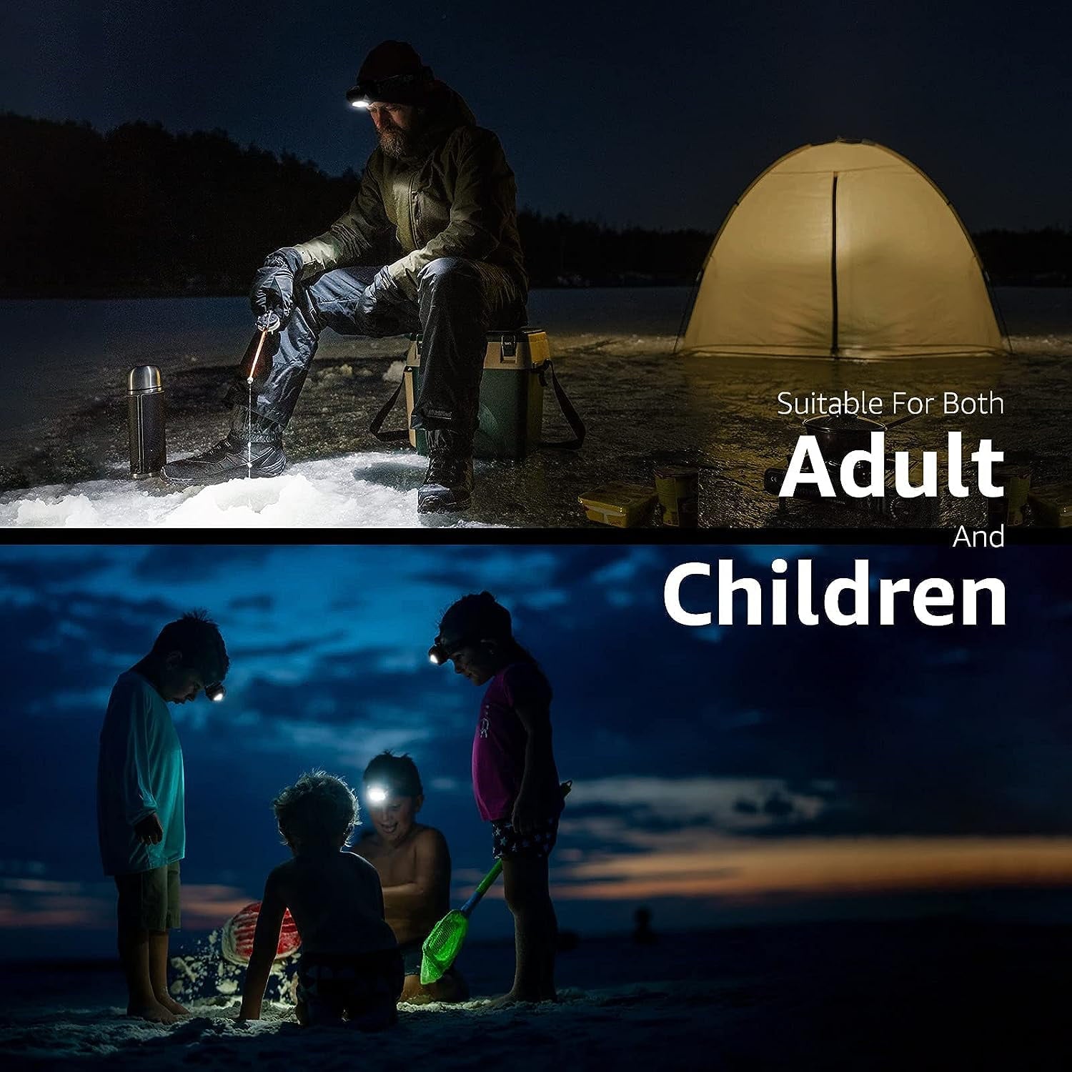 Lepro 2-Pack Headlamps Rechargeable 2000Lux Super Bright, LED Head Lamp with 6 Modes for Camping & Hiking Gear Essentials, IPX4 Waterproof Flashlights with Adjustable Headband,USB Cable Included