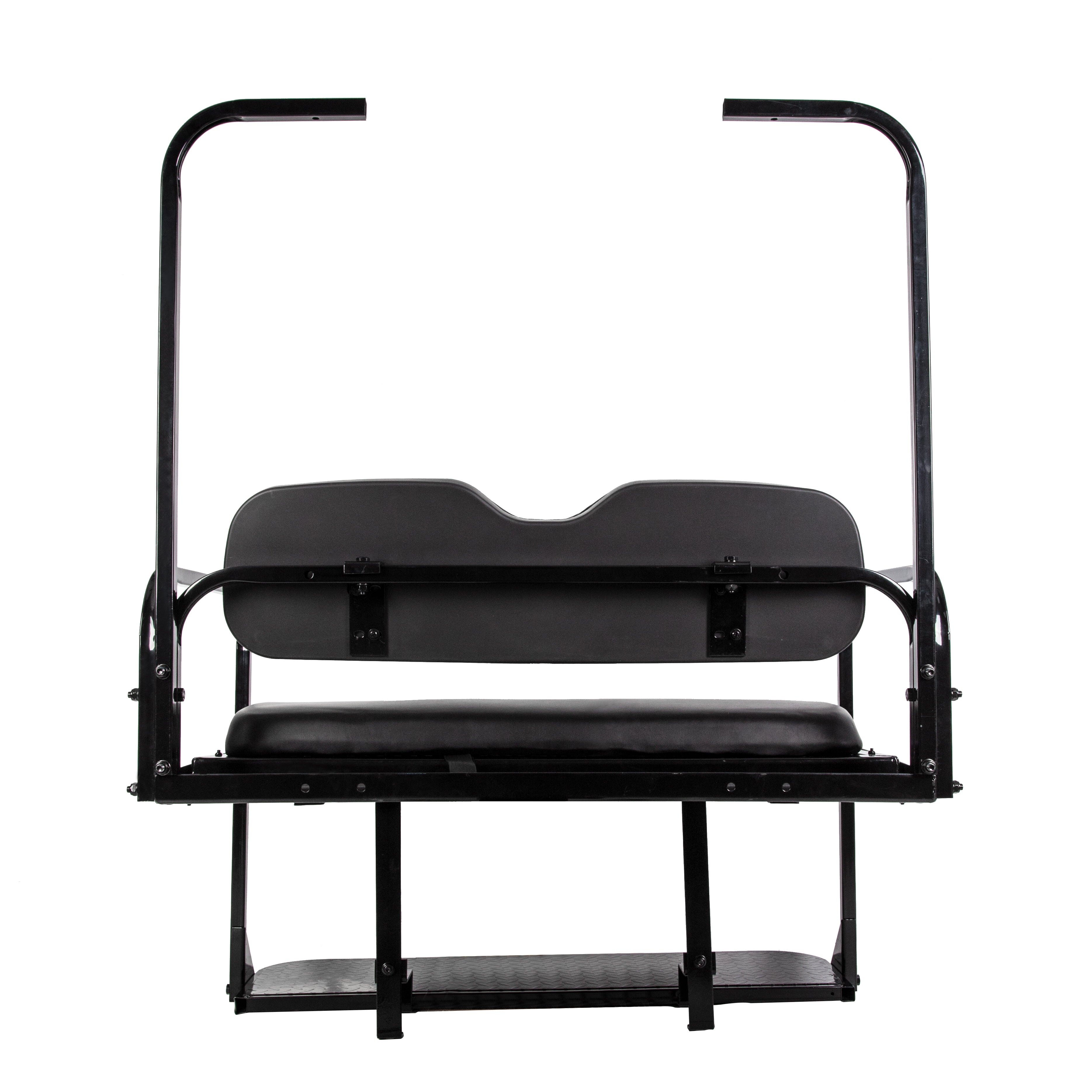 Kojem Flip Folding Rear Back Seat Kit Compatible with EZGO TXT Golf Cart | Black Cushions | 1995 & Up - You Will Receive (2) Packages