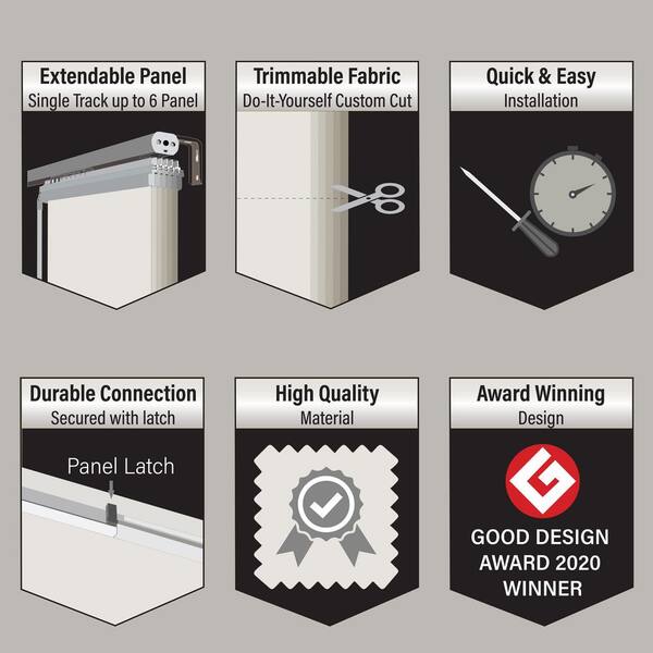 Viola 48 in. - 88 in. W x 94 in. L Adjustable 4- Panel White Single Rail Panel Track with 23.5 in. Slates