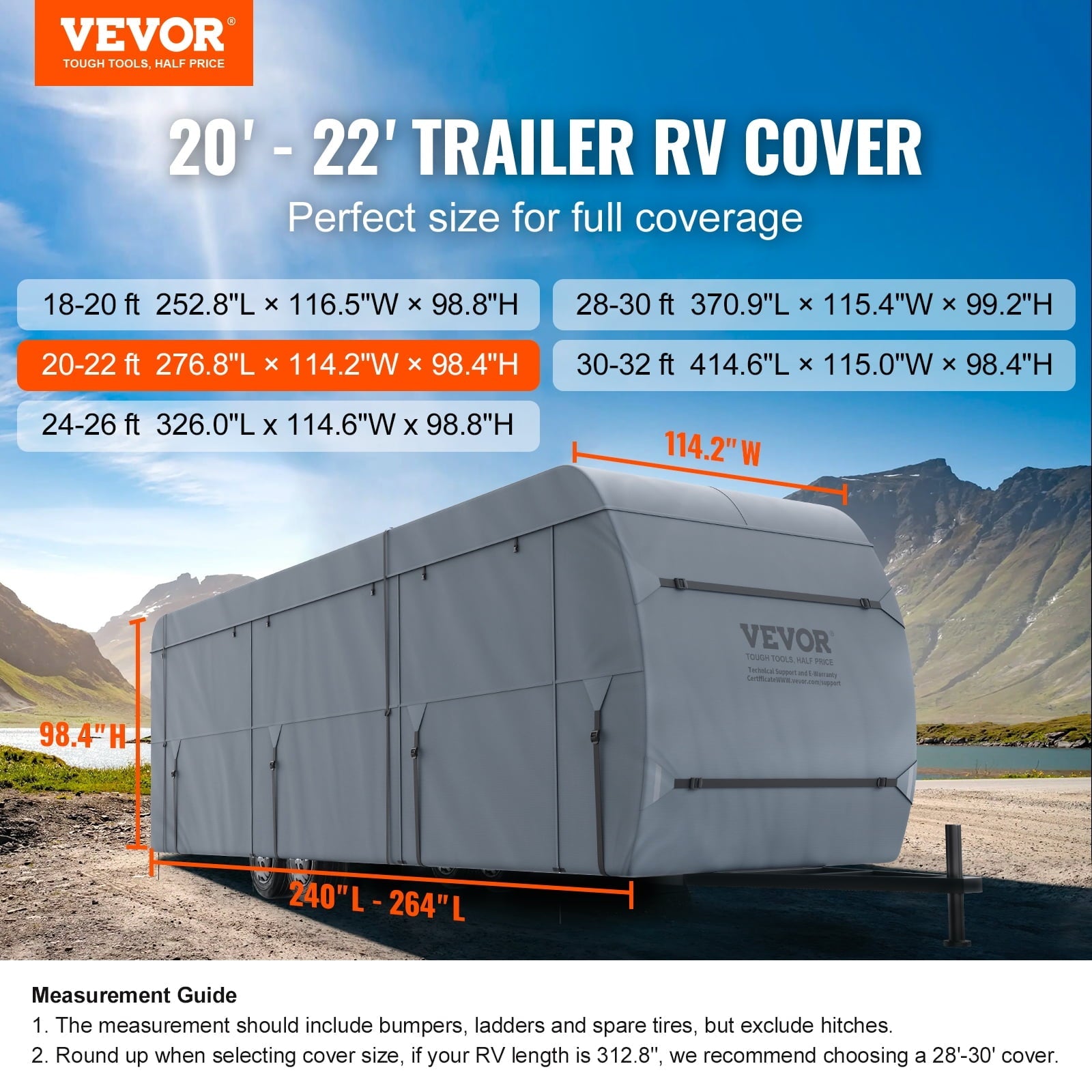 BENTISM Trailer Travel Camper Cover Waterproof 20'-22' Class A Motorhome RV Cover