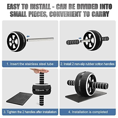 Ab Roller Wheel, 10-In-1 Ab Exercise Wheels Kit with Resistance Bands, Black