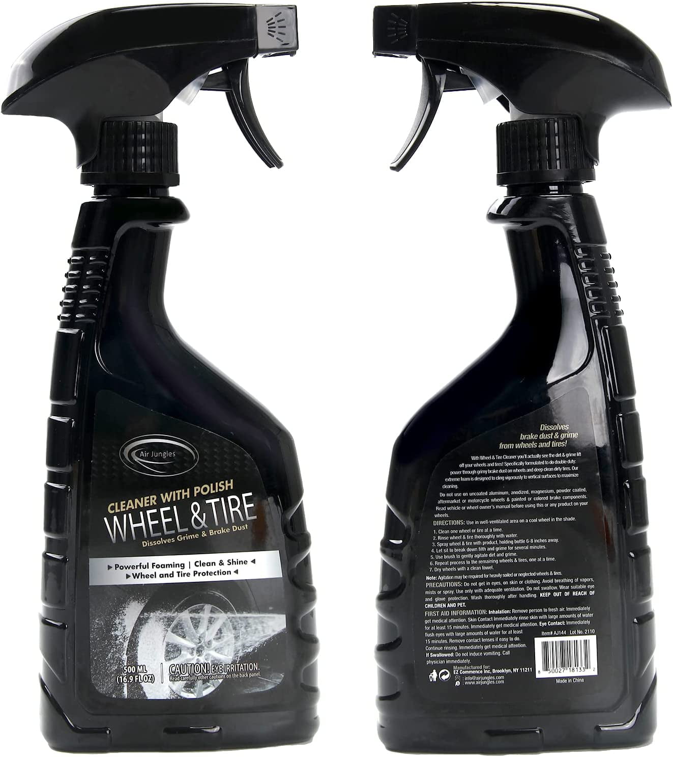 Air Jungles Car Wheel & Tire Cleaner 16.9 Oz, Brake Buster Wheel Cleaner, Aluminum and Chrome Wheel Cleaner, Acid-Free Wheel Cleaner Safe on All Wheel & Rim Finishes