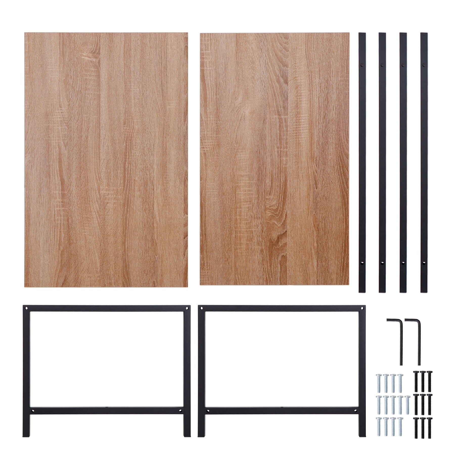 HomGarden Industrial Rectangle Wood Coffee Table Metal Cocktail Table, Natural