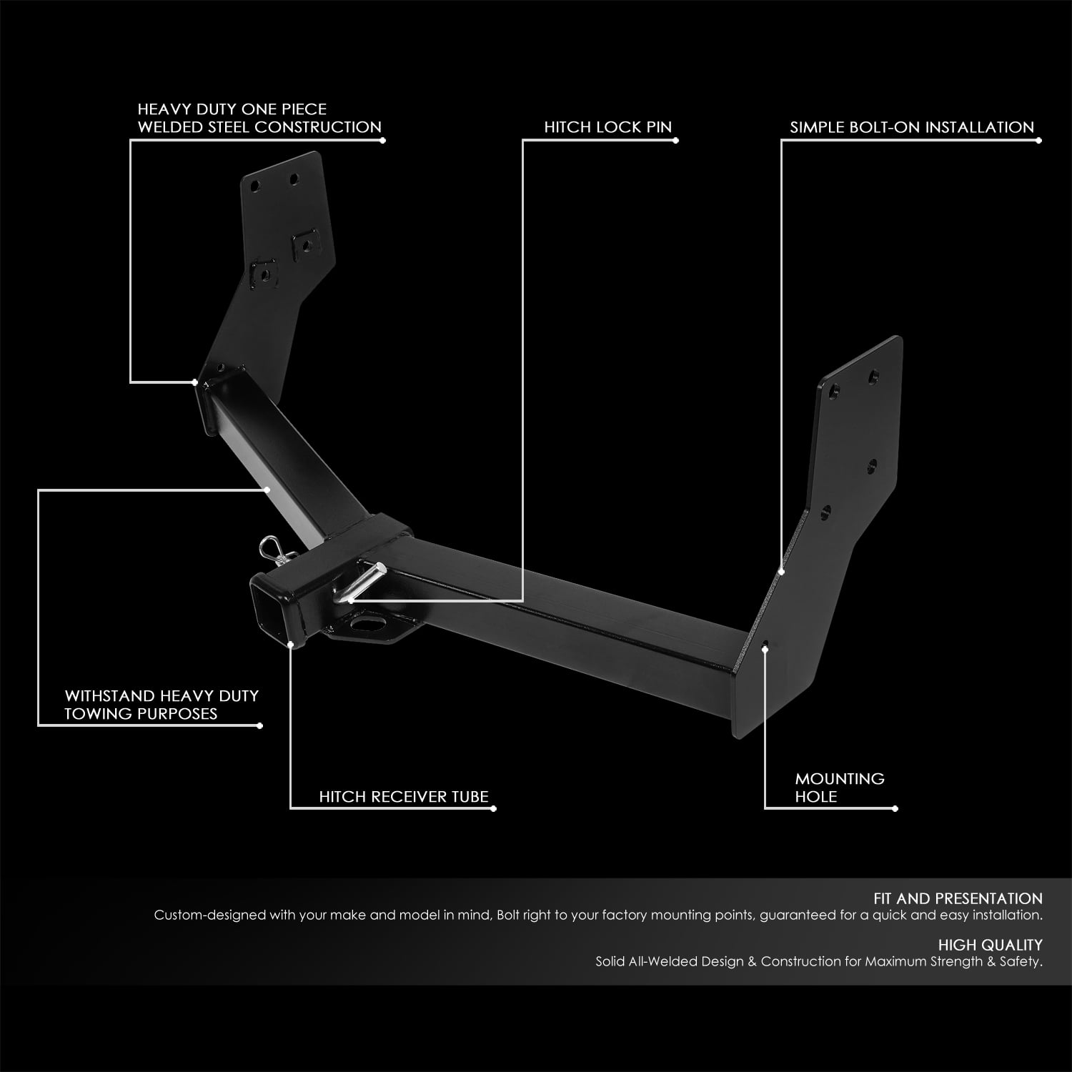 DNA Motoring TH-N-030 For 1996-2004 Pathfinder Infiniti QX4 2 inches Class 3 Trailer Towing Hitch Receiver Replacement W/ hitch pin 97 98 99 00 01 02