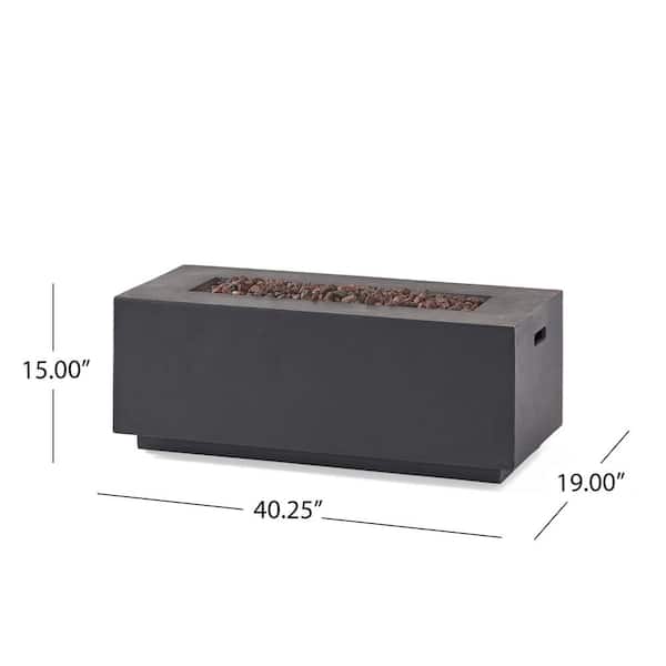 Mayfair Dark Gray Rectangular Stone Fire Pit (No Tank Holder)